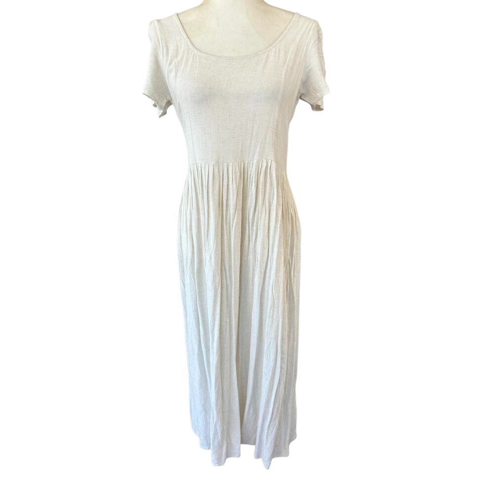 Christy Dawn Scarlet Dress Large Beige Midi Cottagecore Quiet Luxury Minimalist
